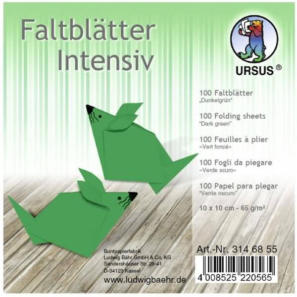 Faltblätter Intensiv Uni 10x10cm VE=100 Blatt dunkelgrün