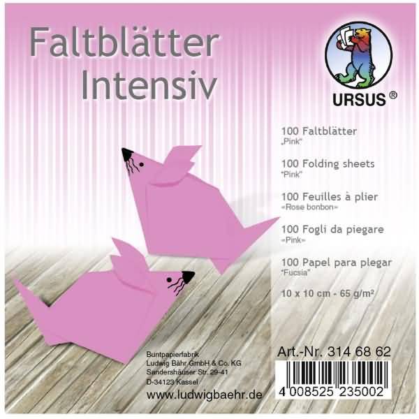 Faltblätter Intensiv Uni 10x10cm VE=100 Blatt pink