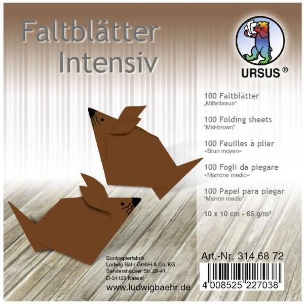 Faltblätter Intensiv Uni 10x10cm VE=100 Blatt mittelbraun