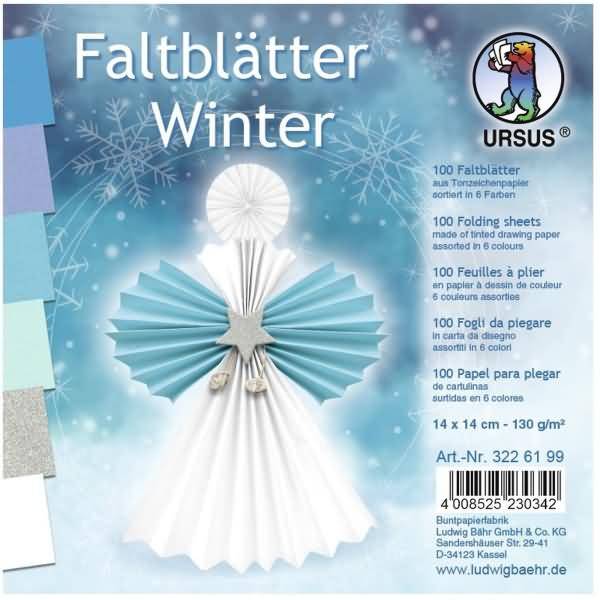 Faltblätter Winter 130g/qm 14x14cm VE=100 Blatt 6 Farben