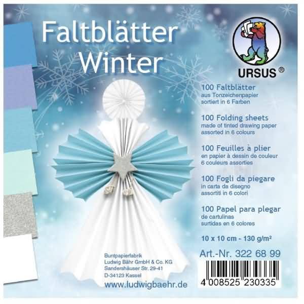 Faltblätter Winter 130g/qm 10x10cm VE=100 Blatt 6 Farben
