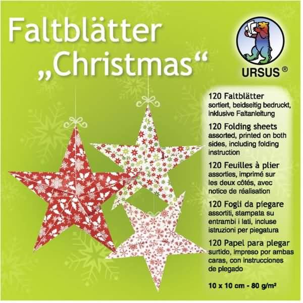 Faltblätter Christmas 80g/qm 10x10cm VE=120 Blatt 10 Motive