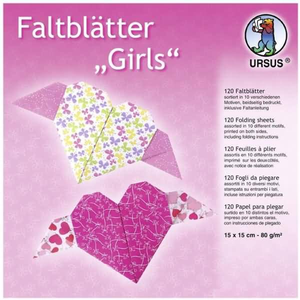 Faltblätter Girls 80g/qm 15x15cm 10 Designs VE=120 Blatt