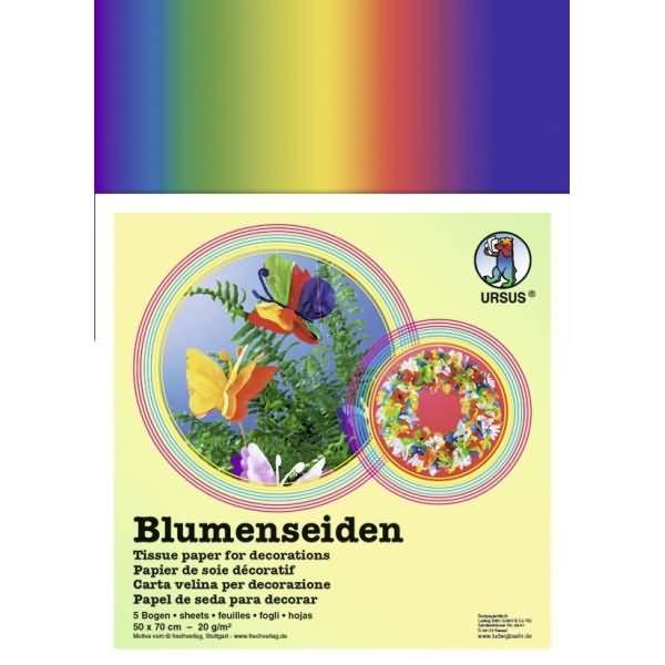 Regenbogen-Blumenseide 20g/qm 50x70cm VE=5 Bogen sortiert