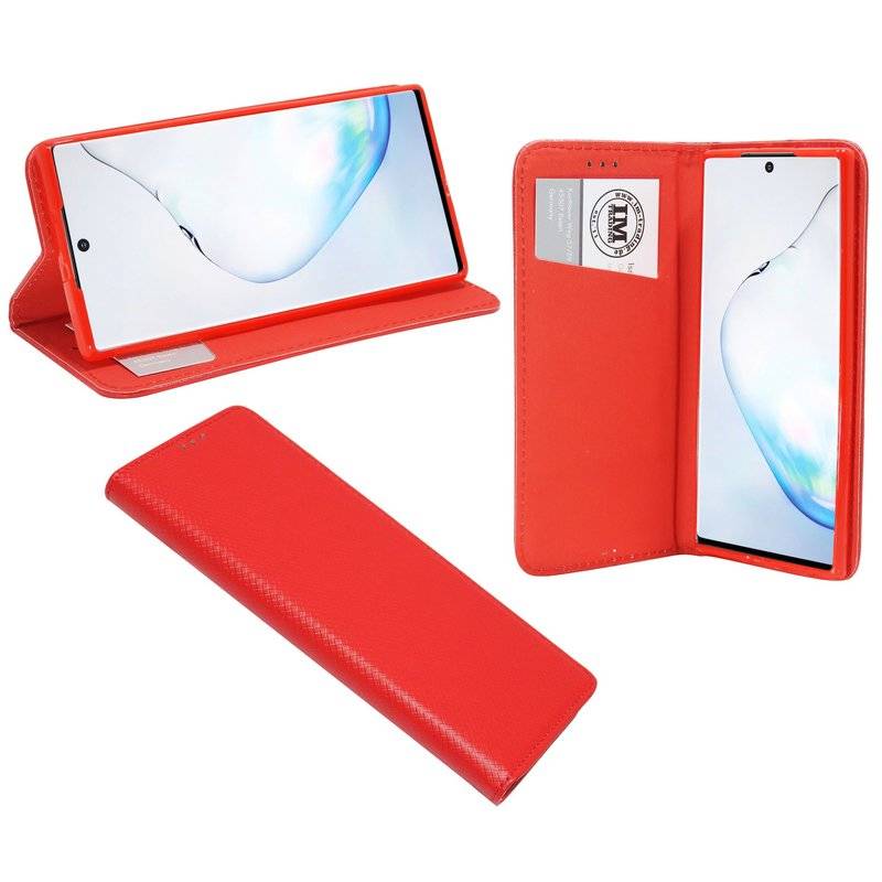 Buch Tasche "Smart" für SAMSUNG GALAXY NOTE 10 PLUS (N975F) Handy Hülle Etui Brieftasche Schutzhülle Standfunktion Rot