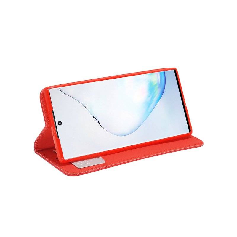 Buch Tasche "Smart" für SAMSUNG GALAXY NOTE 10 PLUS (N975F) Handy Hülle Etui Brieftasche Schutzhülle Standfunktion Rot