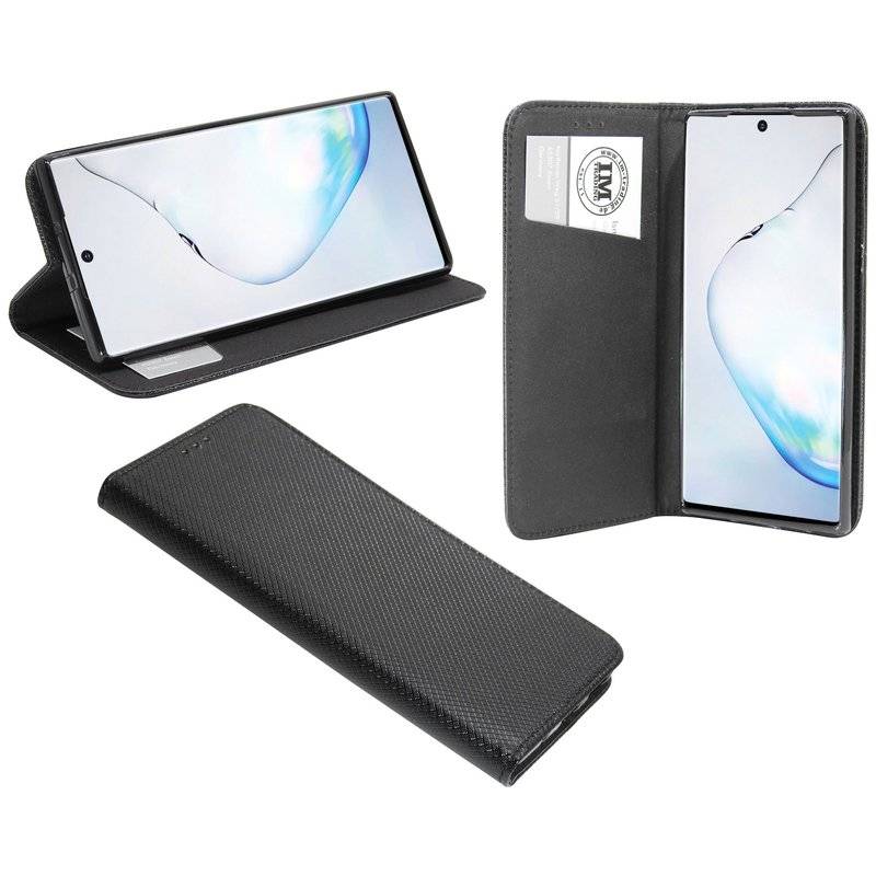 Buch Tasche "Smart" für SAMSUNG GALAXY NOTE 10 PLUS (N975F) Handy Hülle Brieftasche Schutzhülle Standfunktion Schwarz