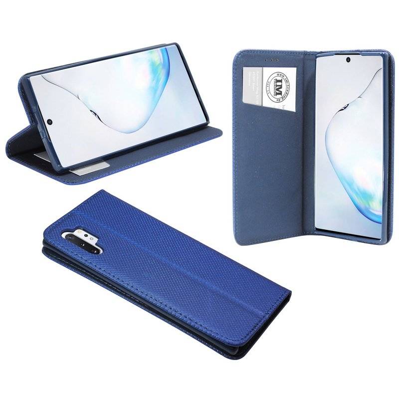 Buch Tasche "Smart" für SAMSUNG GALAXY NOTE 10 PLUS (N975F) Handy Hülle Etui Brieftasche Schutzhülle Standfunktion Blau