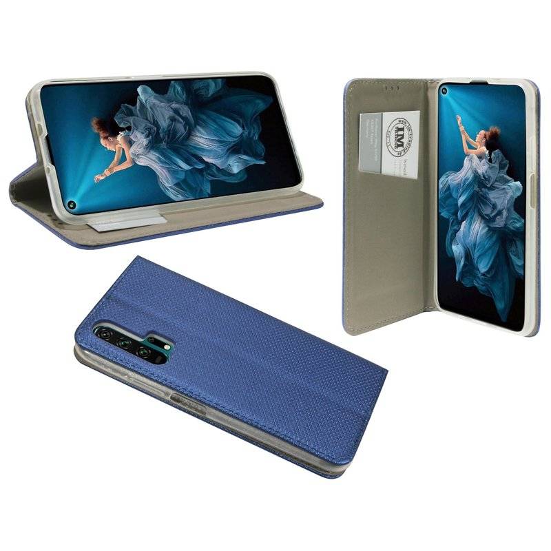 Buch Tasche "Smart" für HONOR 20 PRO Handy Hülle Etui Brieftasche Schutzhülle mit Standfunktion, Kartenfach Blau