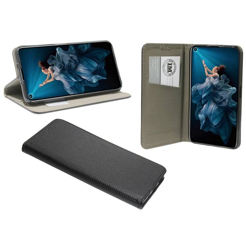 Buch Tasche "Smart" für HONOR 20 PRO Handy Hülle Etui Brieftasche Schutzhülle mit Standfunktion, Kartenfach Schwarz