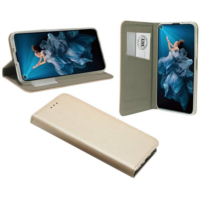 Buch Tasche "Smart" für HONOR 20 PRO Handy Hülle Etui Brieftasche Schutzhülle mit Standfunktion, Kartenfach Gold