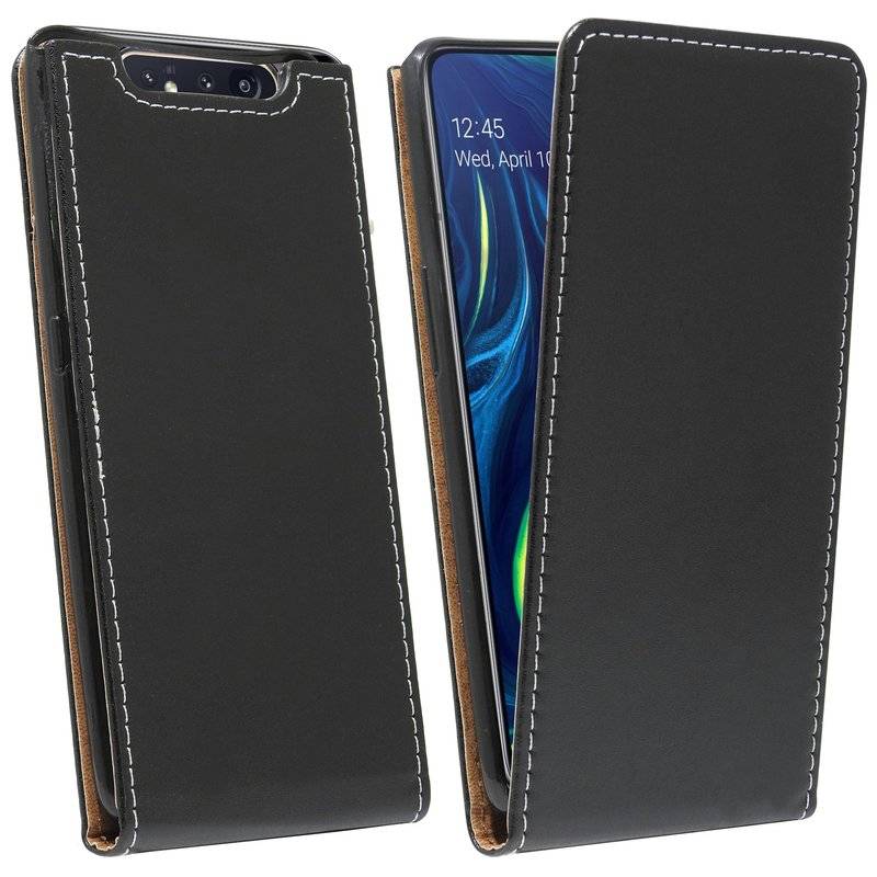 Flip Case kompatibel mit SAMSUNG GALAXY A80 (A805F) Handy Tasche vertikal aufklappbar Schutzhülle Klapp Hülle Schwarz