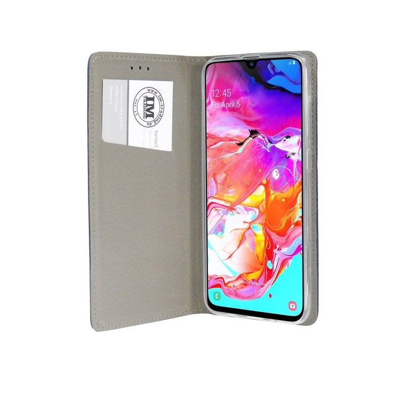 Buch Tasche "Smart" kompatibel mit SAMSUNG GALAXY A70 (A705F) Handy Etui Brieftasche Schutzhülle mit Standfunktion Blau