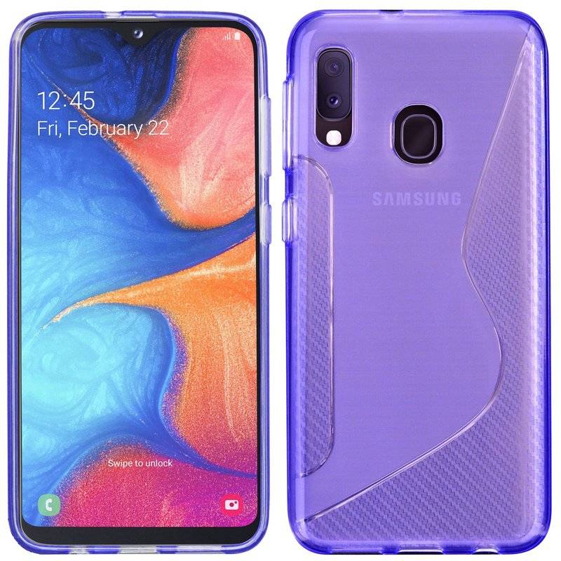 S-Line Hülle Bumper kompatibel mit Samsung Galaxy A20e (A202F) Silikonhülle Stoßfest Handyhülle TPU Case Cover Lila