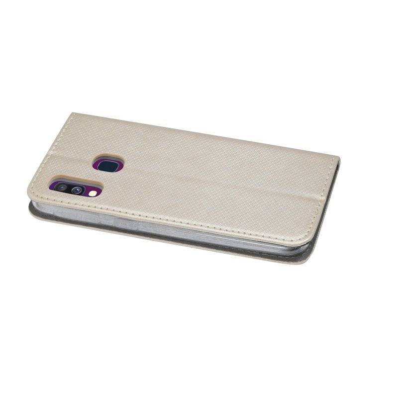 Buch Tasche "Smart" für SAMSUNG GALAXY A40 (A405F) Handy Hülle Brieftasche Schutzhülle mit Standfunktion Gold