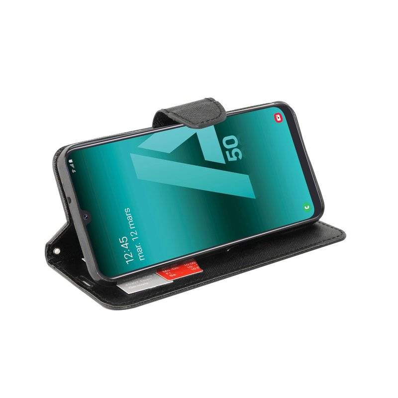 Buch Tasche "Fancy" kompatibel mit SAMSUNG GALAXY A50 (A505F) Handy Hülle Etui schwarz Schutzhülle mit Standfunktion