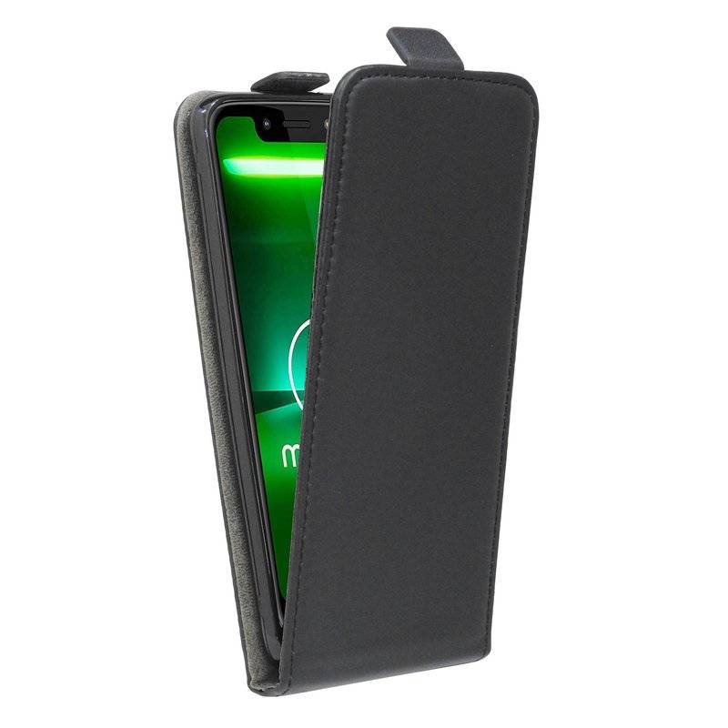 Flip Case kompatibel mit MOTOROLA MOTO G7 PLAY Handy Tasche vertikal aufklappbar Schutzhülle Klapp Hülle Schwarz