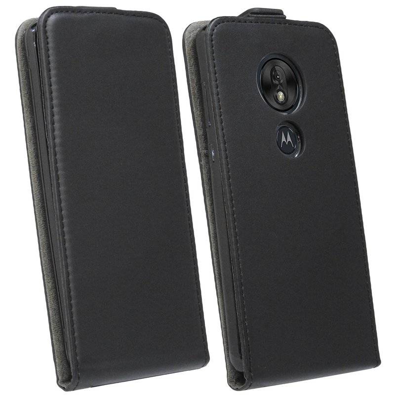 Flip Case kompatibel mit MOTOROLA MOTO G7 PLAY Handy Tasche vertikal aufklappbar Schutzhülle Klapp Hülle Schwarz