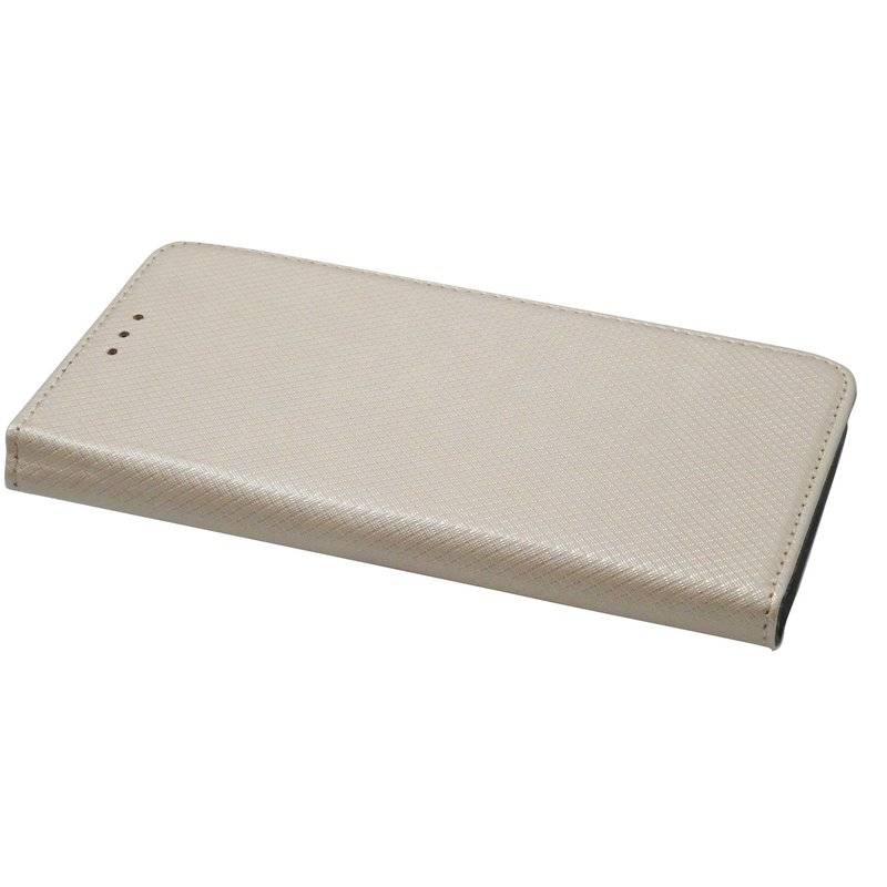 Buch Tasche "Smart" kompatibel mit LG K40 Handy Hülle Etui Brieftasche Schutzhülle mit Standfunktion, Kartenfach Gold