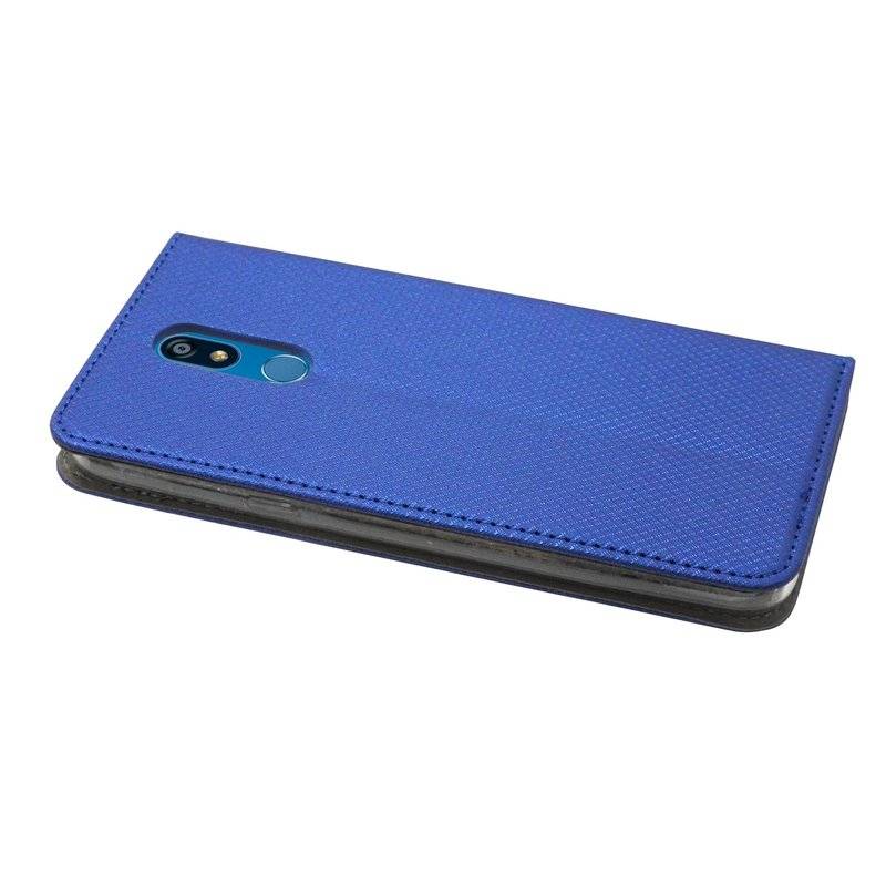 Buch Tasche "Smart" kompatibel mit LG K40 Handy Hülle Etui Brieftasche Schutzhülle mit Standfunktion, Kartenfach Blau