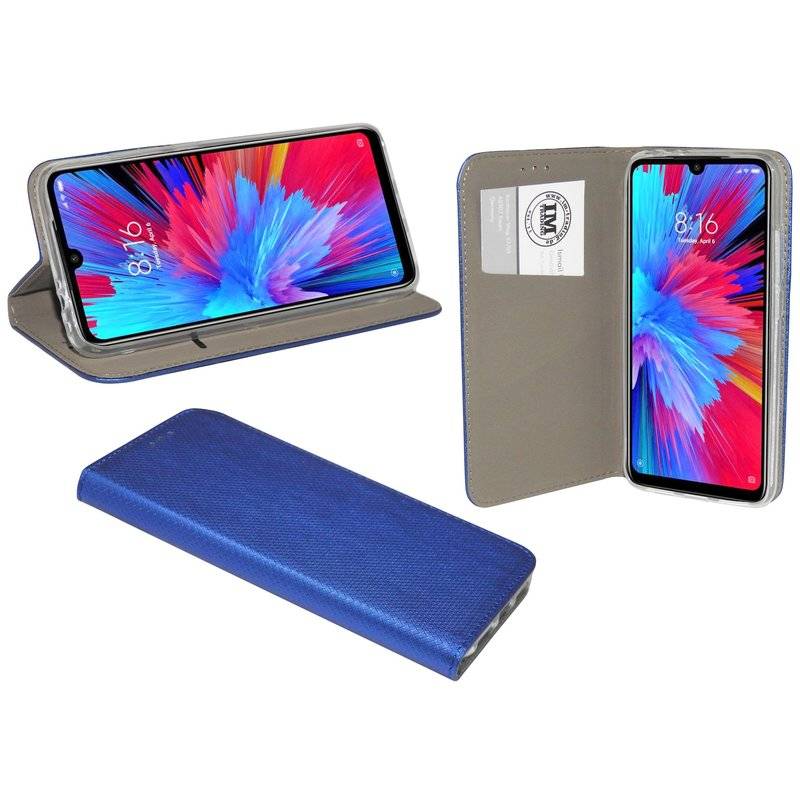 Buch Tasche "Smart" kompatibel mit XIAOMI REDMI NOTE 7 Handy Hülle Etui Brieftasche Schutzhülle mit Standfunktion Blau