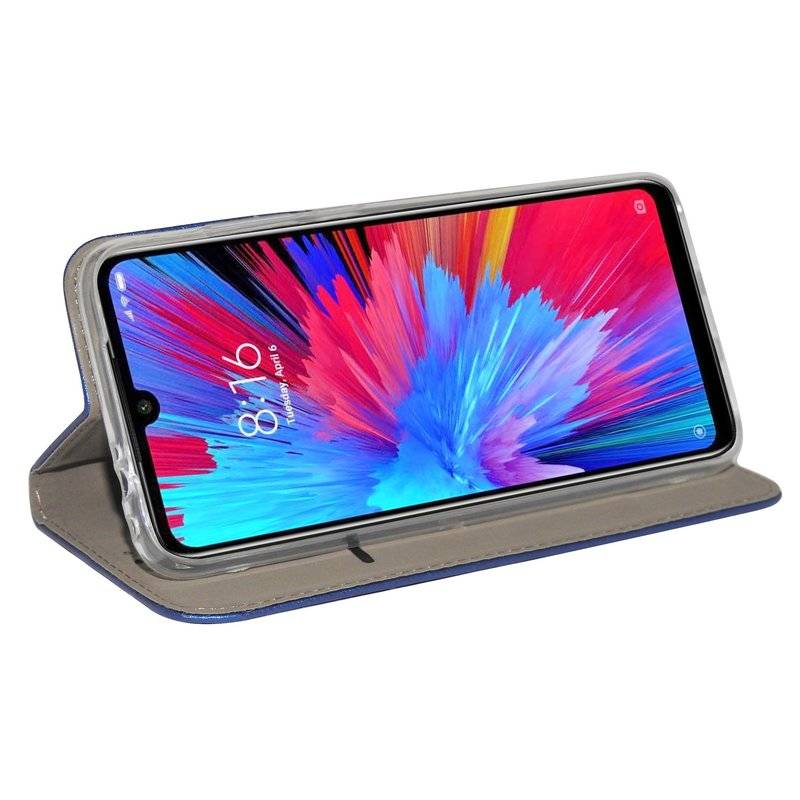 Buch Tasche "Smart" kompatibel mit XIAOMI REDMI NOTE 7 Handy Hülle Etui Brieftasche Schutzhülle mit Standfunktion Blau