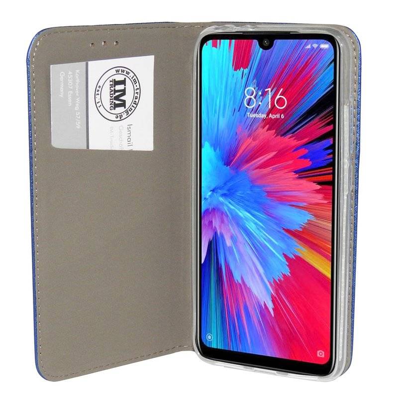 Buch Tasche "Smart" kompatibel mit XIAOMI REDMI NOTE 7 Handy Hülle Etui Brieftasche Schutzhülle mit Standfunktion Blau