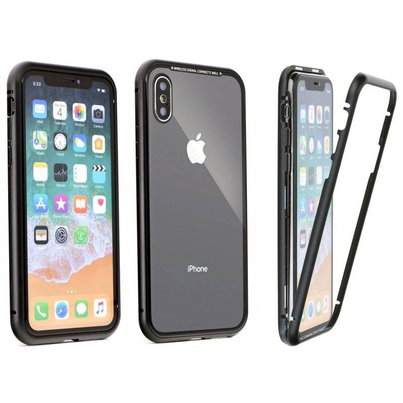 360° Magnet Slim Metall Case Schutz Tasche Handyhülle Handyschale Schutz Schwarz für Samsung Galaxy A70 A705F