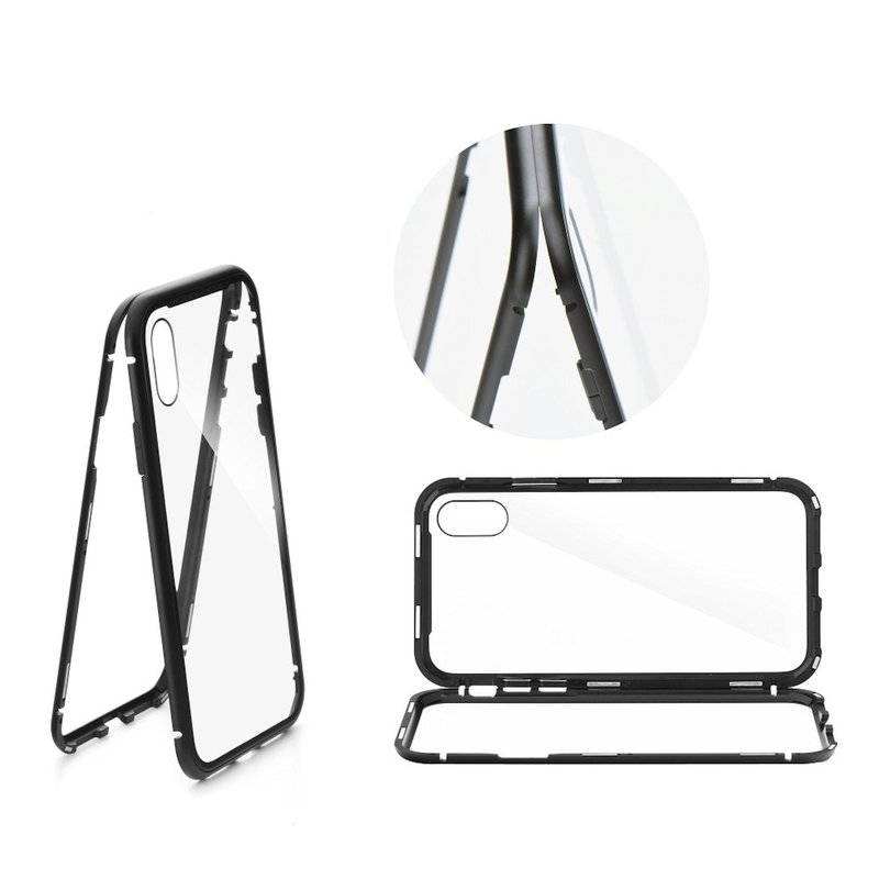 360° Magnet Slim Metall Case Schutz Tasche Handyhülle Handyschale Schutz Schwarz für Samsung Galaxy A70 A705F