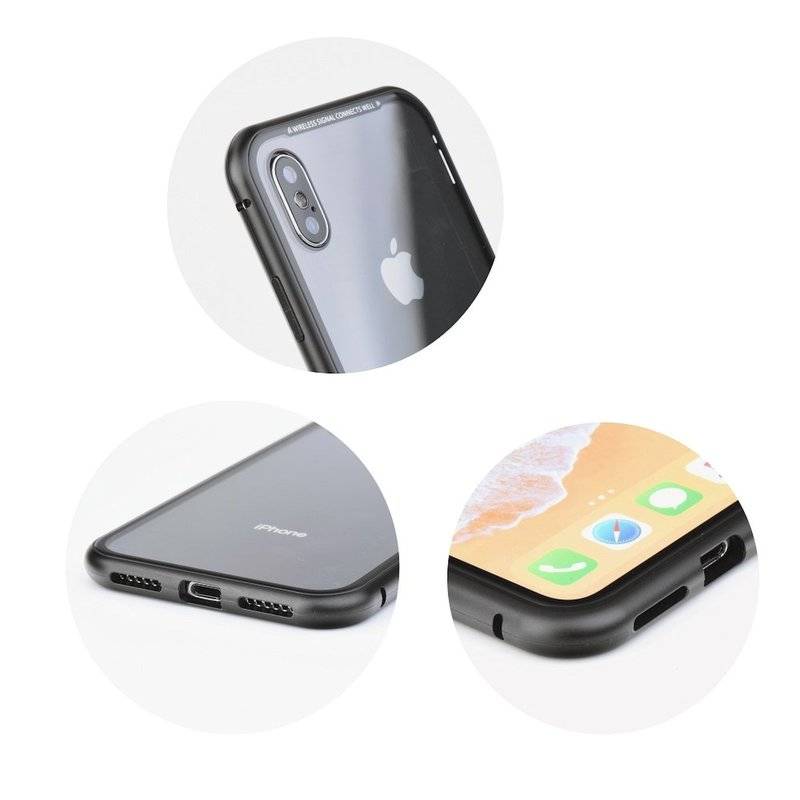 360° Magnet Slim Metall Case Schutz Tasche Handyhülle Handyschale Schutz Schwarz für Samsung Galaxy A70 A705F
