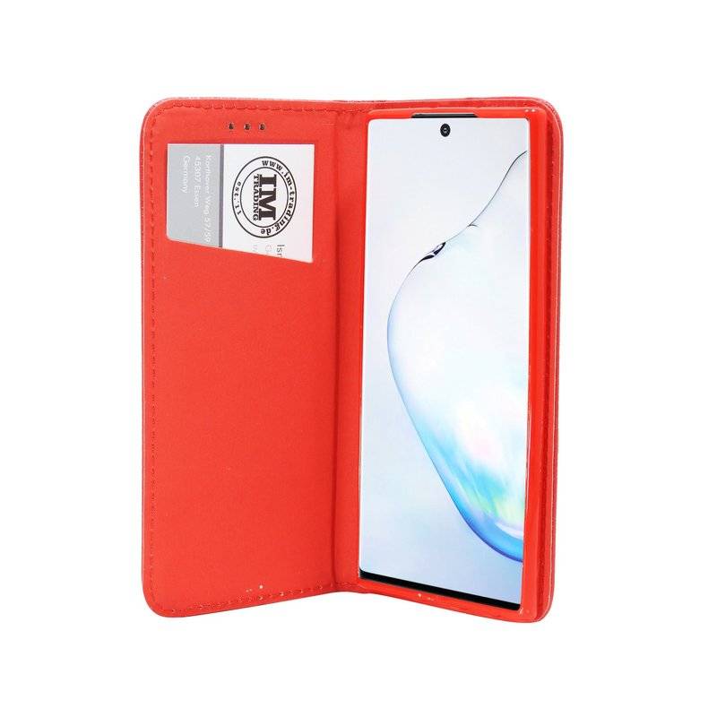 Buch Tasche "Smart" für SAMSUNG GALAXY NOTE 10 (N970F) Handy Hülle Etui Brieftasche Schutzhülle mit Standfunkion Rot