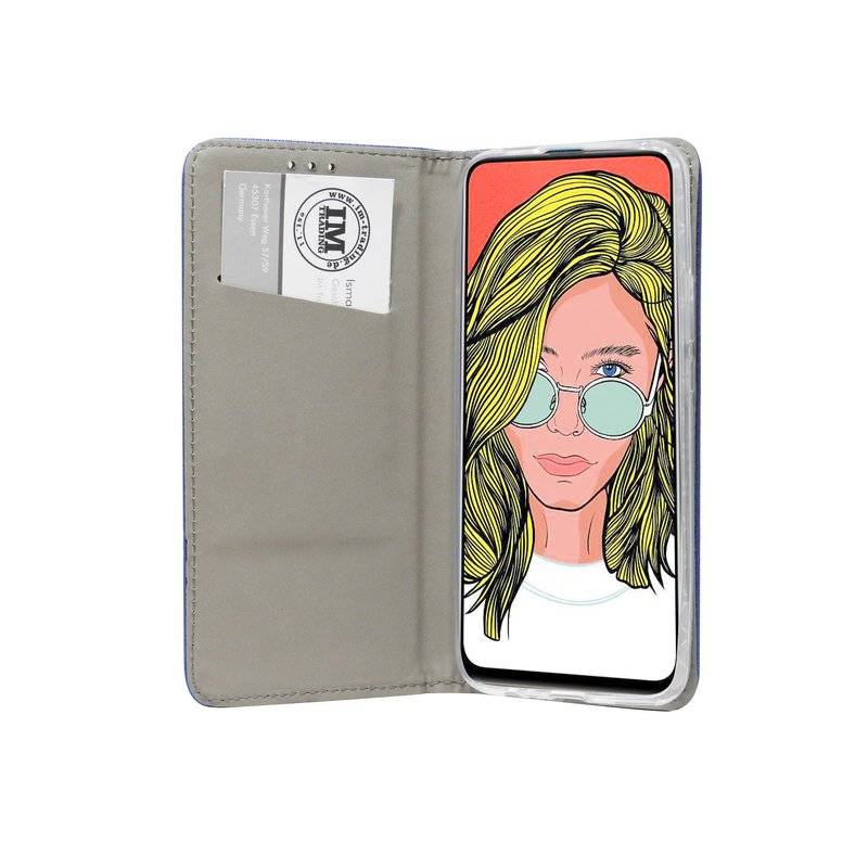 Buch Tasche "Smart" kompatibel mit HUAWEI P SMART Z Handy Hülle Etui Brieftasche Schutzhülle mit Standfunktion in Blau