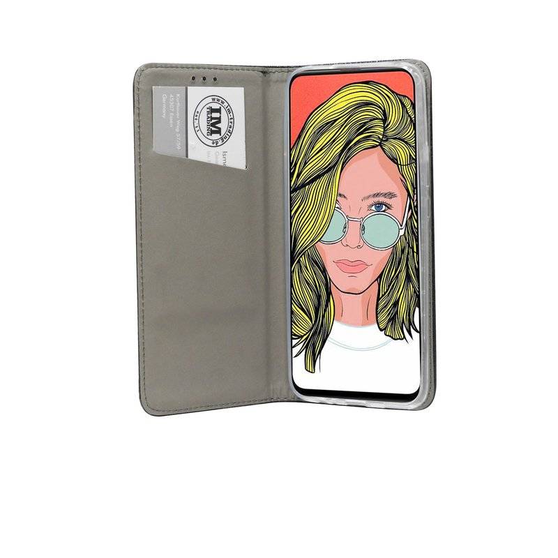 Buch Tasche "Smart" kompatibel mit Huawei Y9 2019 Handy Hülle Etui Brieftasche Schutzhülle mit Standfunktion in Schwarz