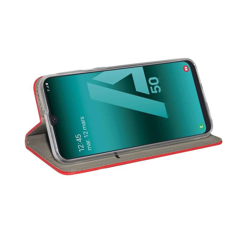 Buch Tasche "Smart" kompatibel mit SAMSUNG GALAXY A50 (A505F) Handy Hülle Brieftasche Schutzhülle mit Standfunktion Rot
