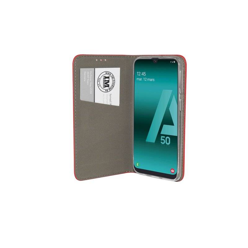 Buch Tasche "Smart" kompatibel mit SAMSUNG GALAXY A50 (A505F) Handy Hülle Brieftasche Schutzhülle mit Standfunktion Rot