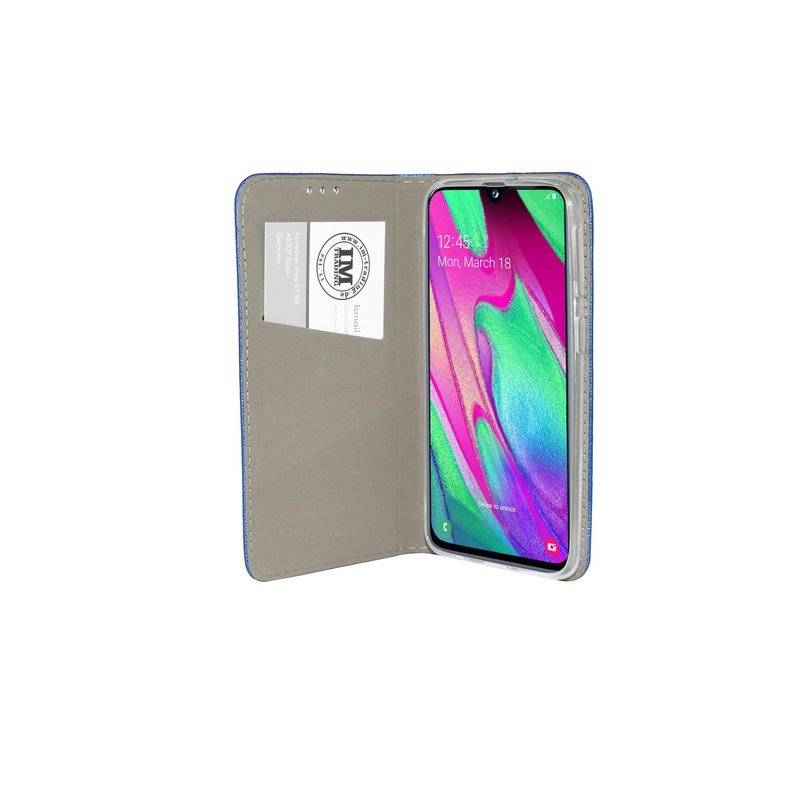 Buch Tasche "Smart" für SAMSUNG GALAXY A40 (A405F) Handy Hülle Brieftasche Schutzhülle mit Standfunktion Blau