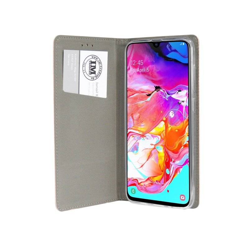 Buch Tasche "Smart" kompatibel mit SAMSUNG GALAXY A70 (A705F) Hülle Etui Brieftasche Schutzhülle mit Standfunktion Rose