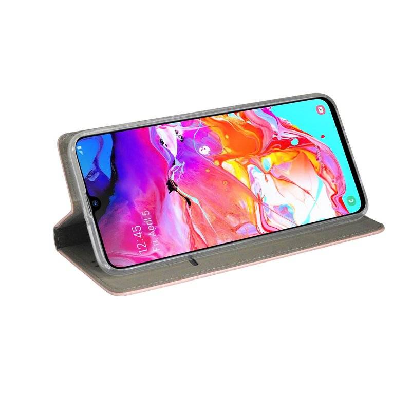 Buch Tasche "Smart" kompatibel mit SAMSUNG GALAXY A70 (A705F) Hülle Etui Brieftasche Schutzhülle mit Standfunktion Rose