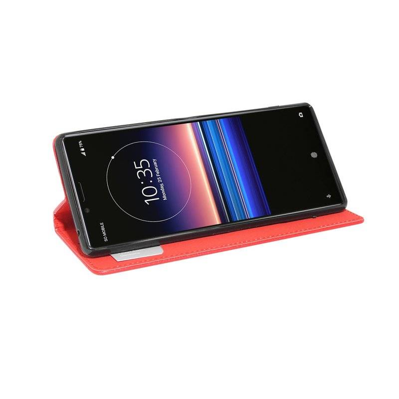 Buch Tasche "Smart" kompatibel mit SONY XPERIA 1 Handy Hülle Etui Brieftasche Schutzhülle mit Standfunktion in Rot
