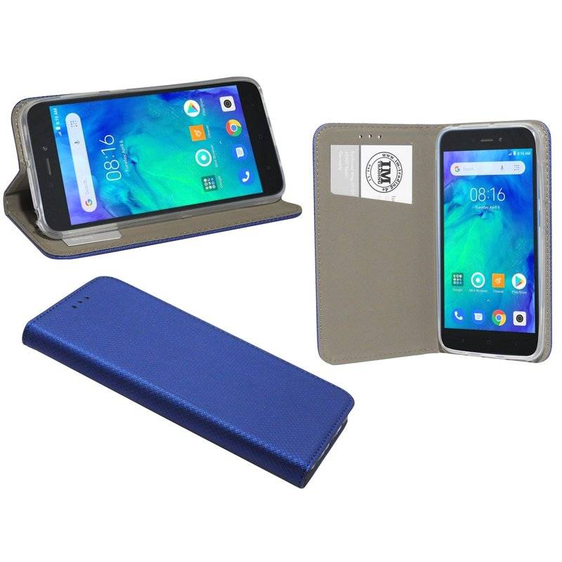 Buch Tasche "Smart" kompatibel mit XIAOMI REDMI GO Handy Hülle Etui Brieftasche Schutzhülle mit Standfunktion in Blau