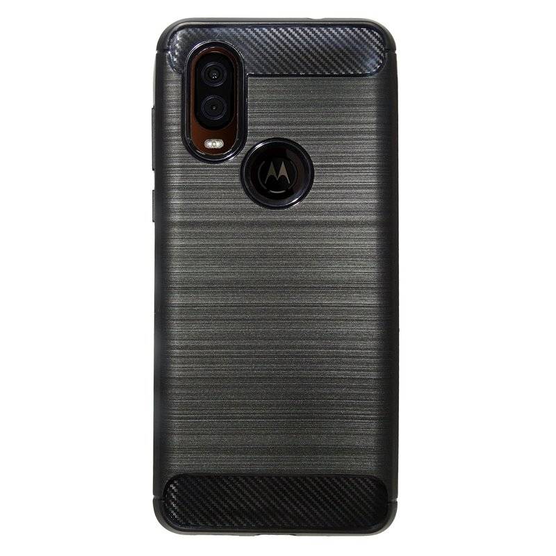 cofi1453® Silikon Hülle Carbon kompatibel mit MOTOROLA ONE VISION TPU Case Soft Handyhülle Cover Schutzhülle Schwarz