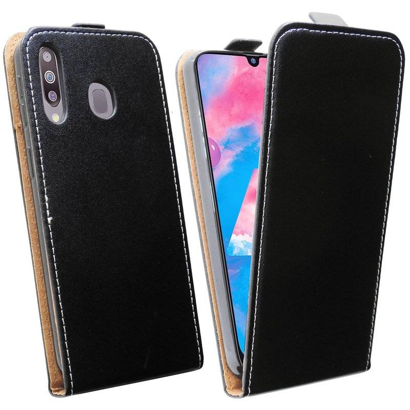 Flip Case kompatibel mit SAMSUNG GALAXY M30 (M305) Handy Tasche vertikal aufklappbar Schutzhülle Klapp Hülle Schwarz