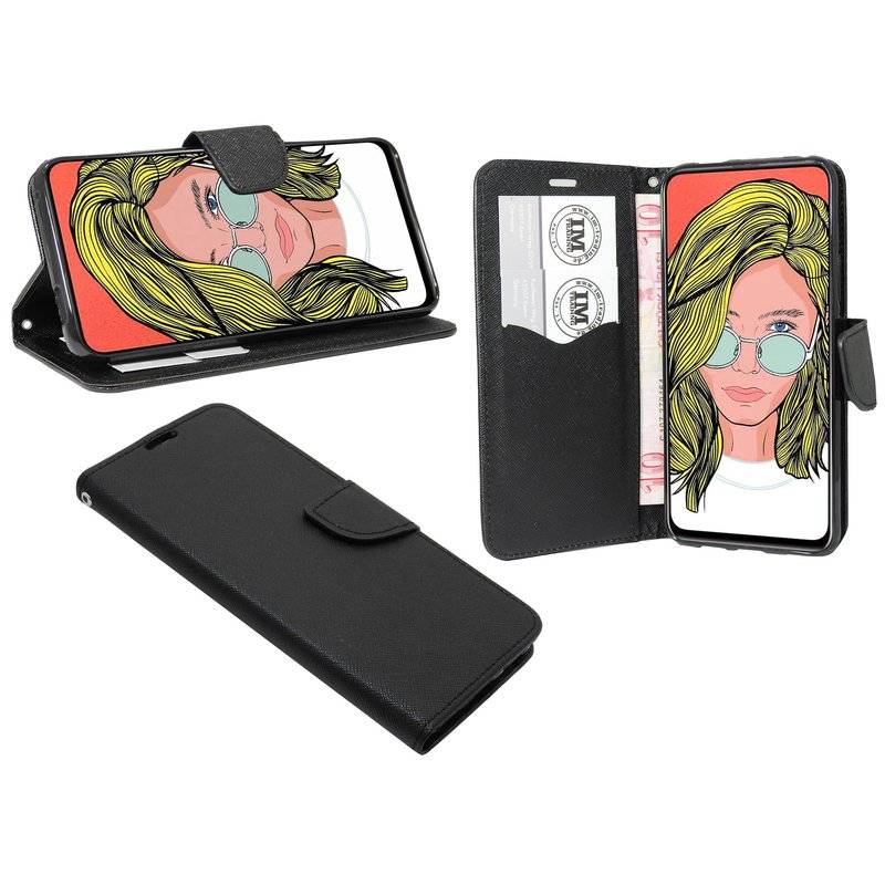 cofi1453® Buch Tasche "Fancy" kompatibel mit HUAWEI P SMART Z Handy Hülle Etui Brieftasche Schutzhülle in Schwarz