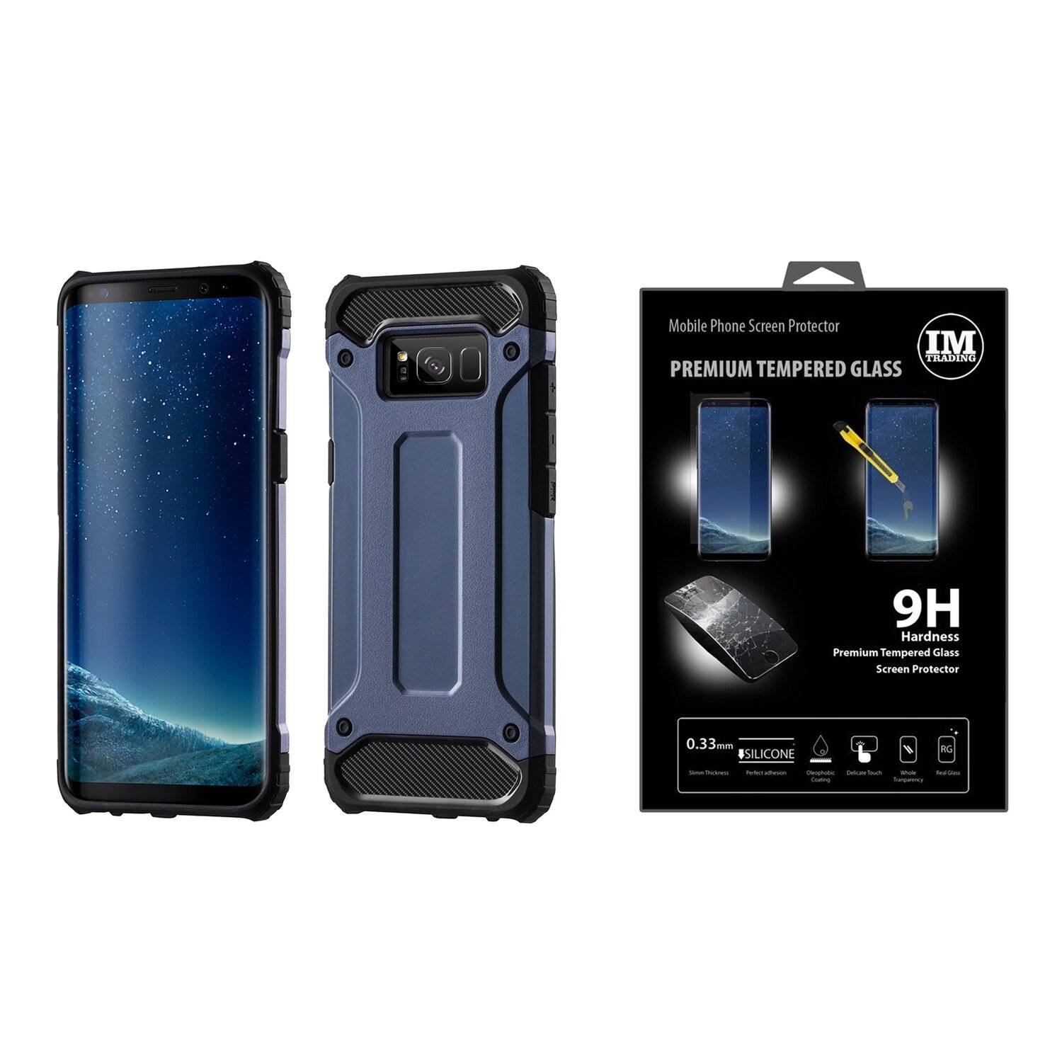 Schutzhülle "HYBRID" + 9H SchutzFOLIE für HUAWEI Modelle SchutzCase Outdoor Hülle Schutzglas in Blau Huawei Y7 2018