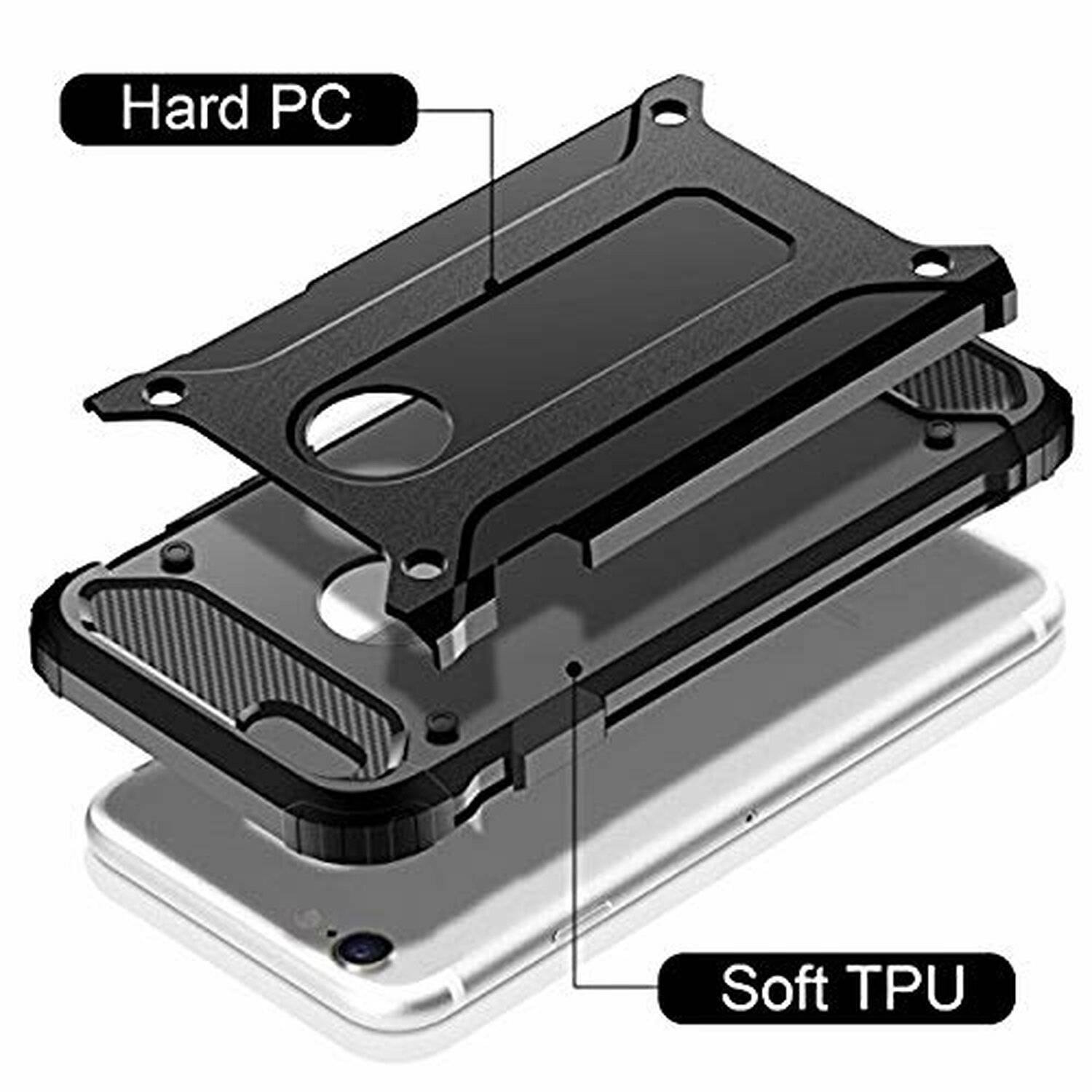 Schutzhülle "HYBRID" + 9H SchutzFOLIE für HUAWEI Modelle SchutzCase Outdoor Hülle Schutzglas in Blau Huawei Y7 2018