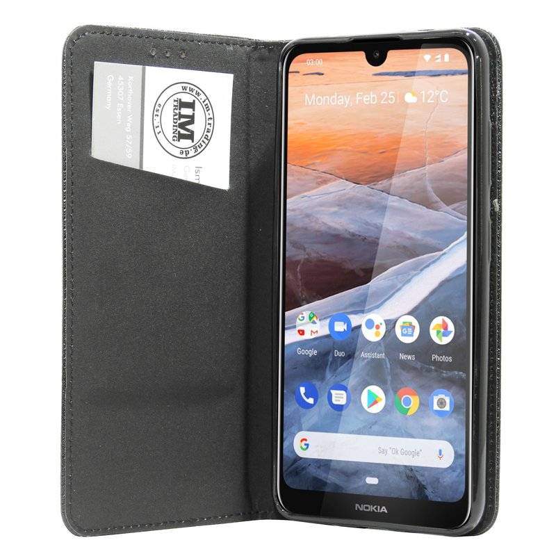 Buch Tasche "Smart" für NOKIA 3.2 Handy Hülle Etui Brieftasche Schutzhülle mit Standfunktion, Kartenfach Schwarz