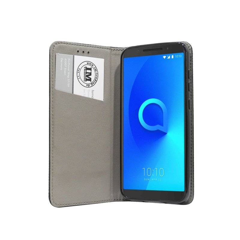 Buch Tasche "Smart" für ALCATEL 1X (5059D) Handy Hülle Etui Brieftasche Schutzhülle mit Standfunktion Schwarz