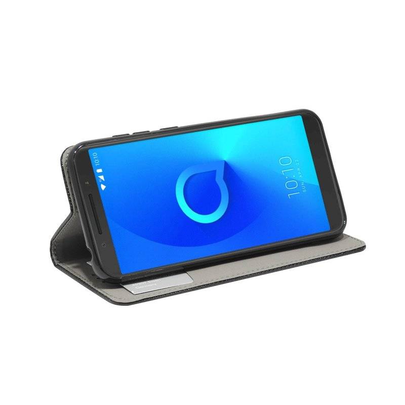 Buch Tasche "Smart" für ALCATEL 1X (5059D) Handy Hülle Etui Brieftasche Schutzhülle mit Standfunktion Schwarz