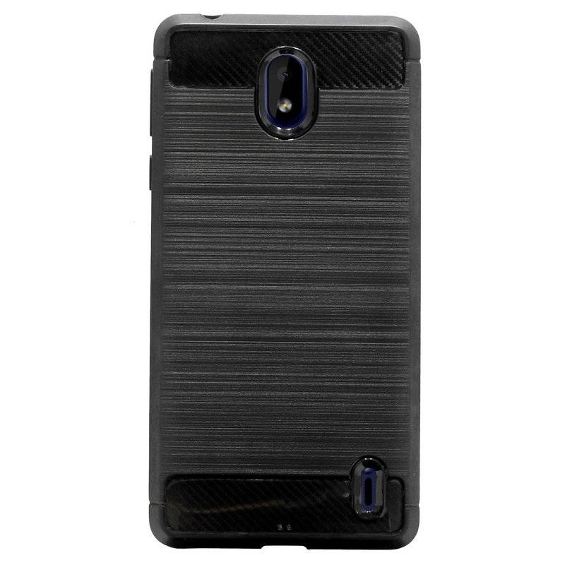 cofi1453® Silikon Hülle Carbon kompatibel mit NOKIA 1 PLUS Case TPU Soft Handyhülle Cover Schutzhülle Schwarz