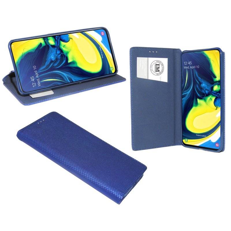 Buch Tasche "Smart" kompatibel mit SAMSUNG GALAXY A80 (A805F) Handy Hülle Etui Brieftasche Schutzhülle in Blau